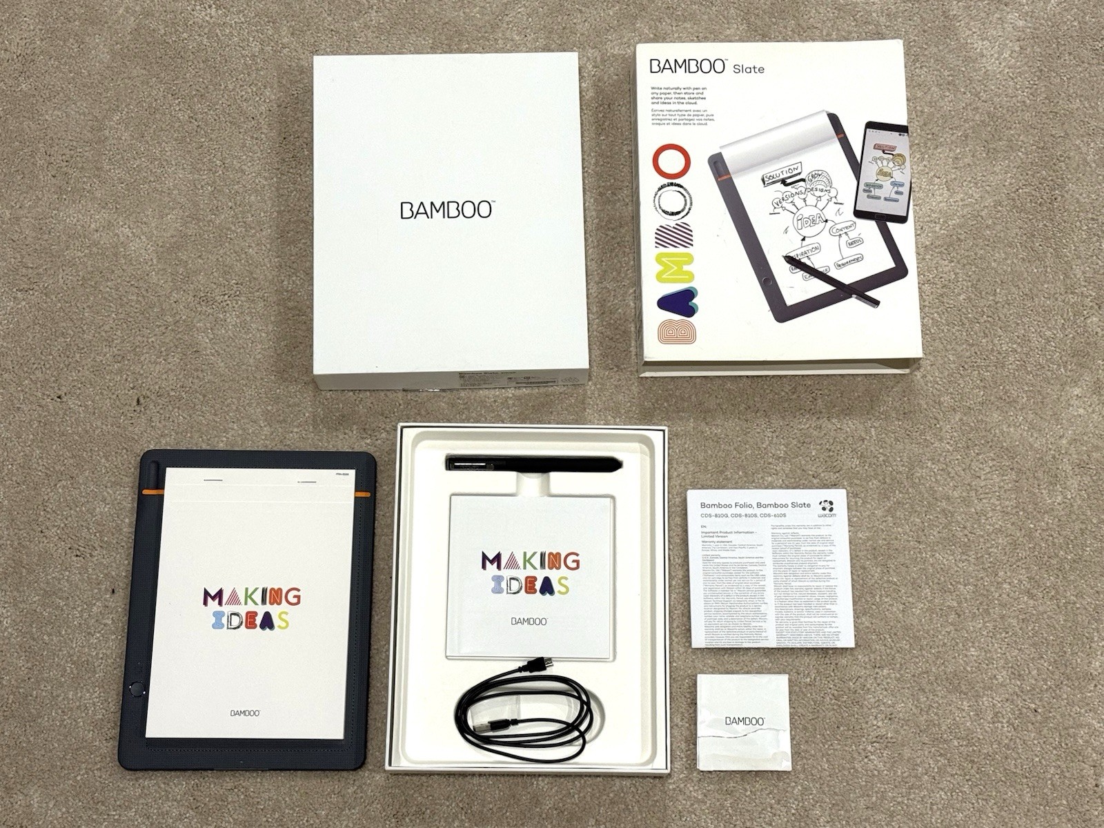 Wacom Bamboo Slate Small Drawing Tablet CDS610 Folio Smartpad Digital Art