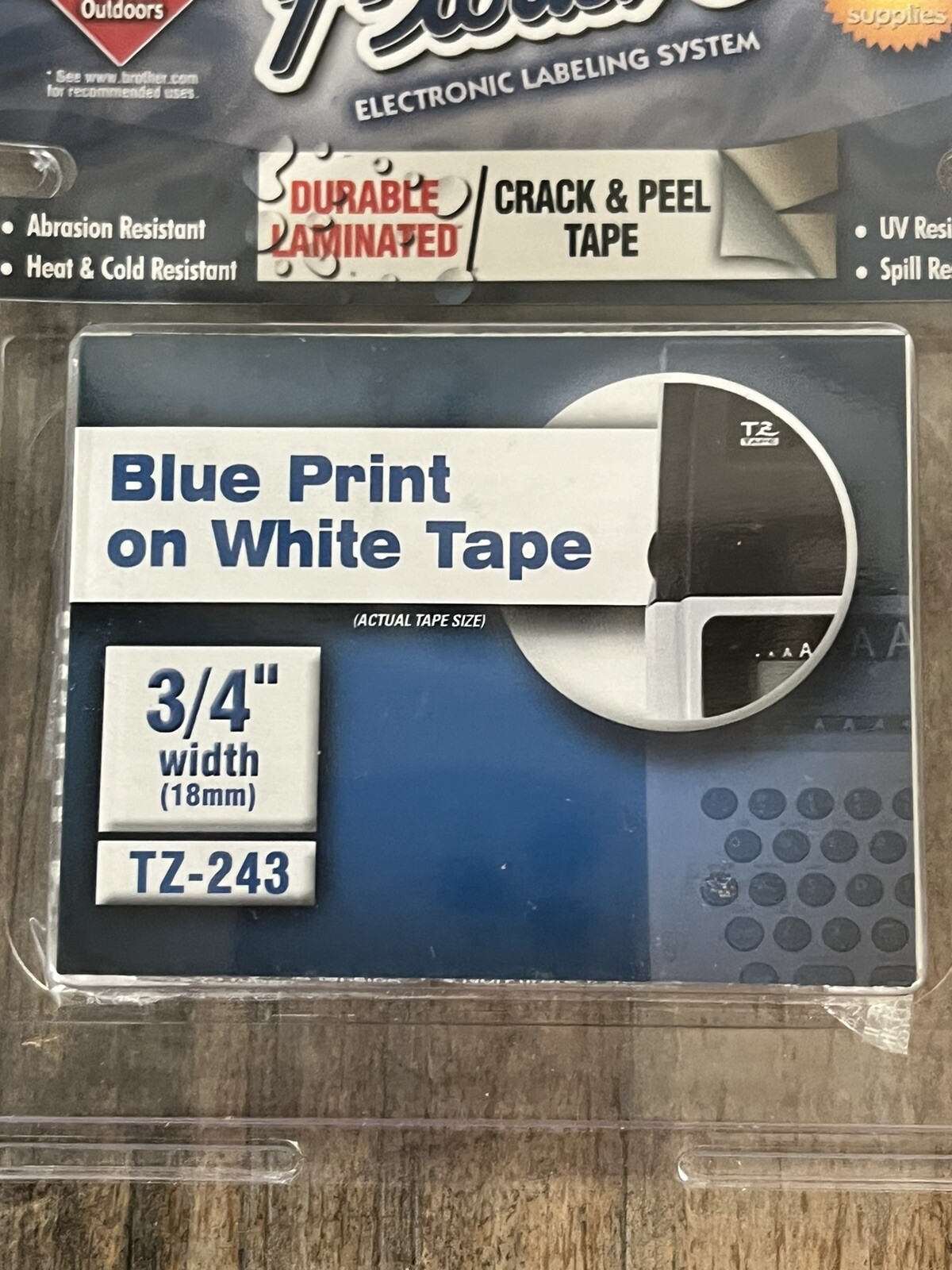 **Genuine Brother TZ-243 /3/4"  Blue on White tape for PTouch 8m (26.2 ft) NEW