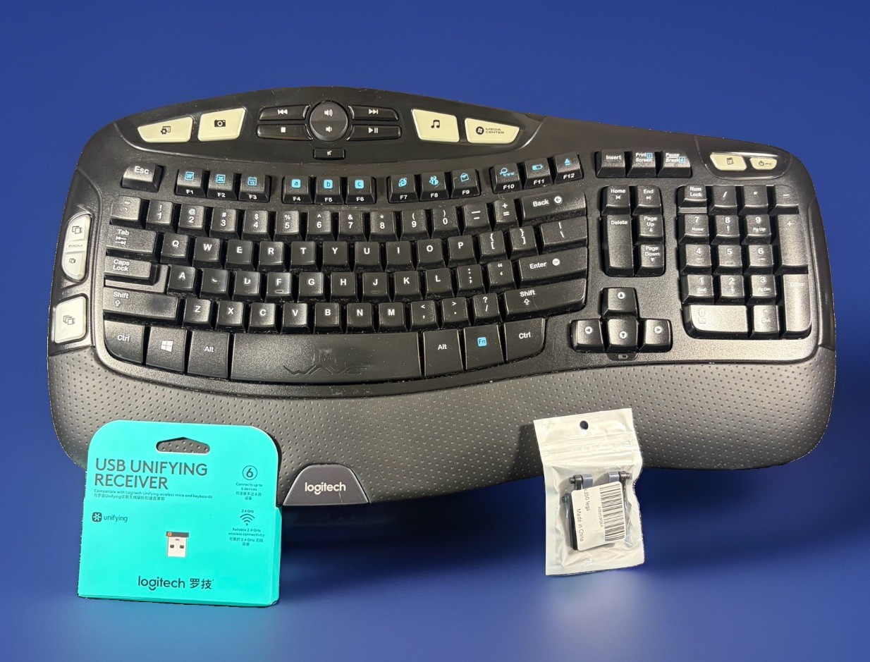 Logitech K350 Keyboard w/New Dongle & Keyboard Feet Comfort Wave Wireless-Tested