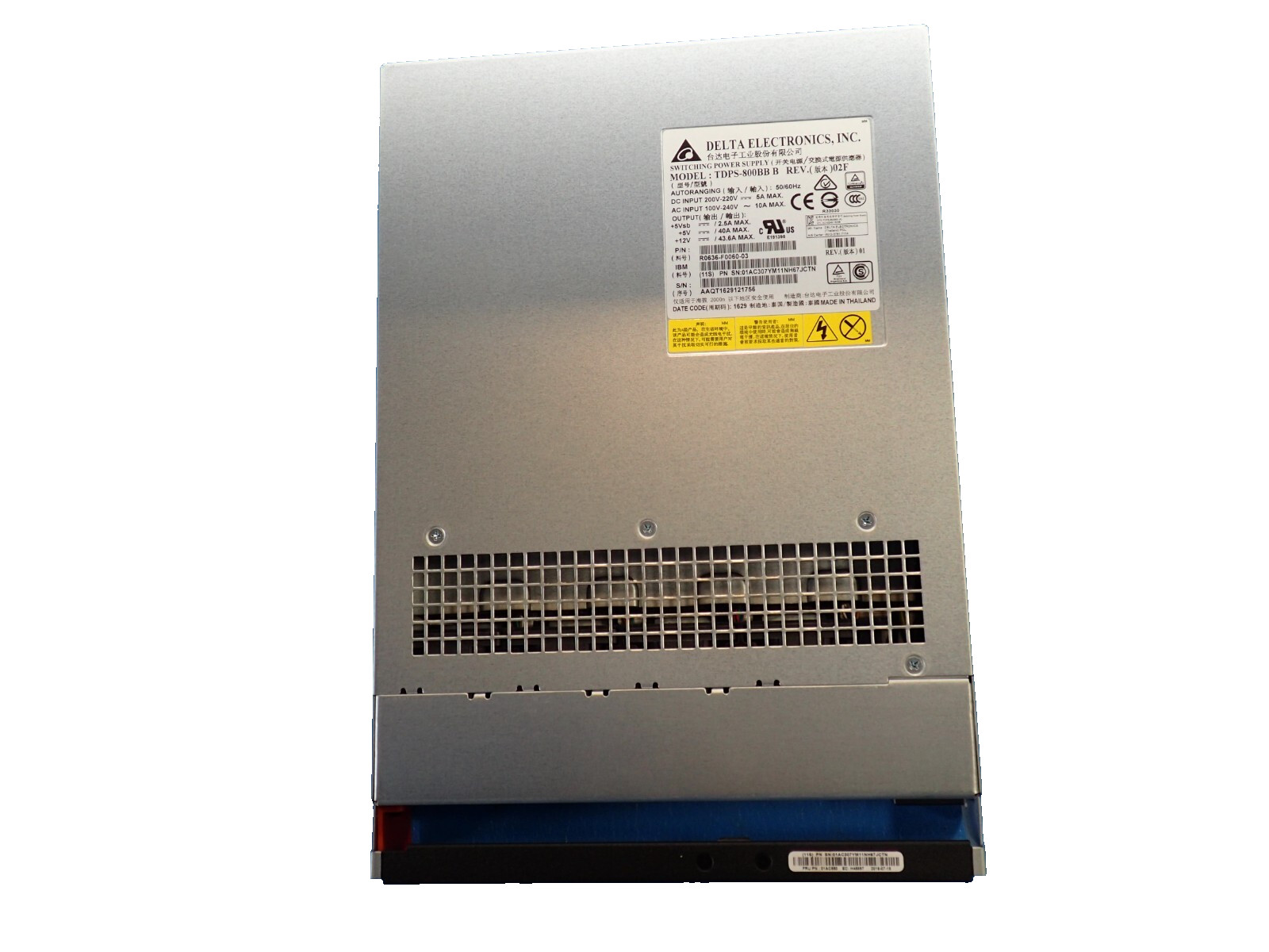 IBM FRU 01AC550 Delta Electronics TDPS-800BB B 800W Switching PSU Power Supply