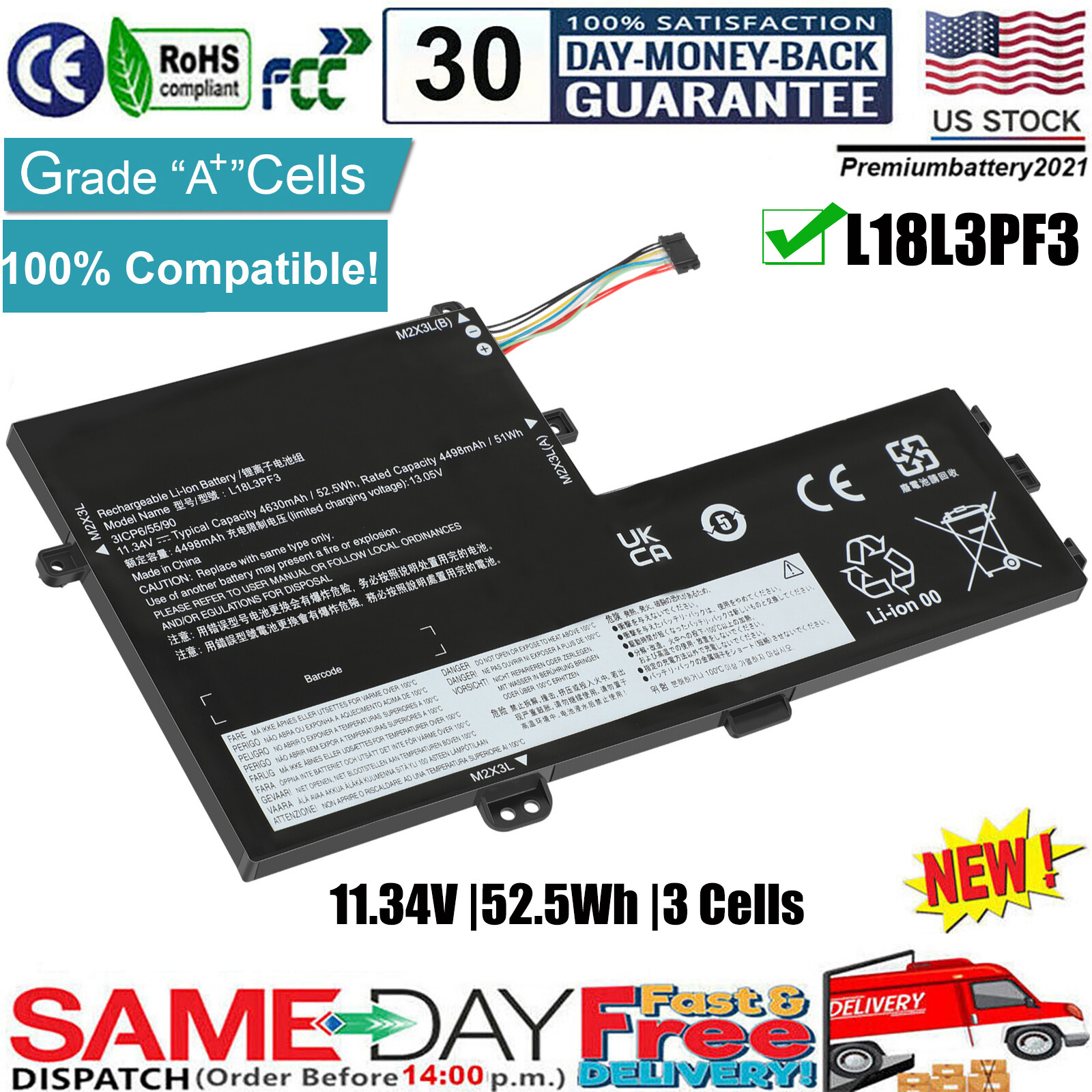 NEW L18L3PF3 L18C3PF7 L18M3PF6 battery for Lenovo ideapad S340-15API S340-15IWL 