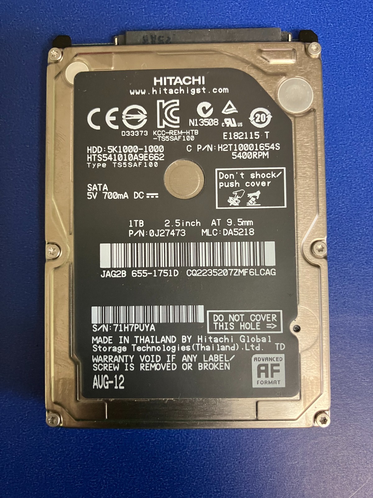 Hitachi 1TB Internal 2.5" SATA Hard Drive HDD