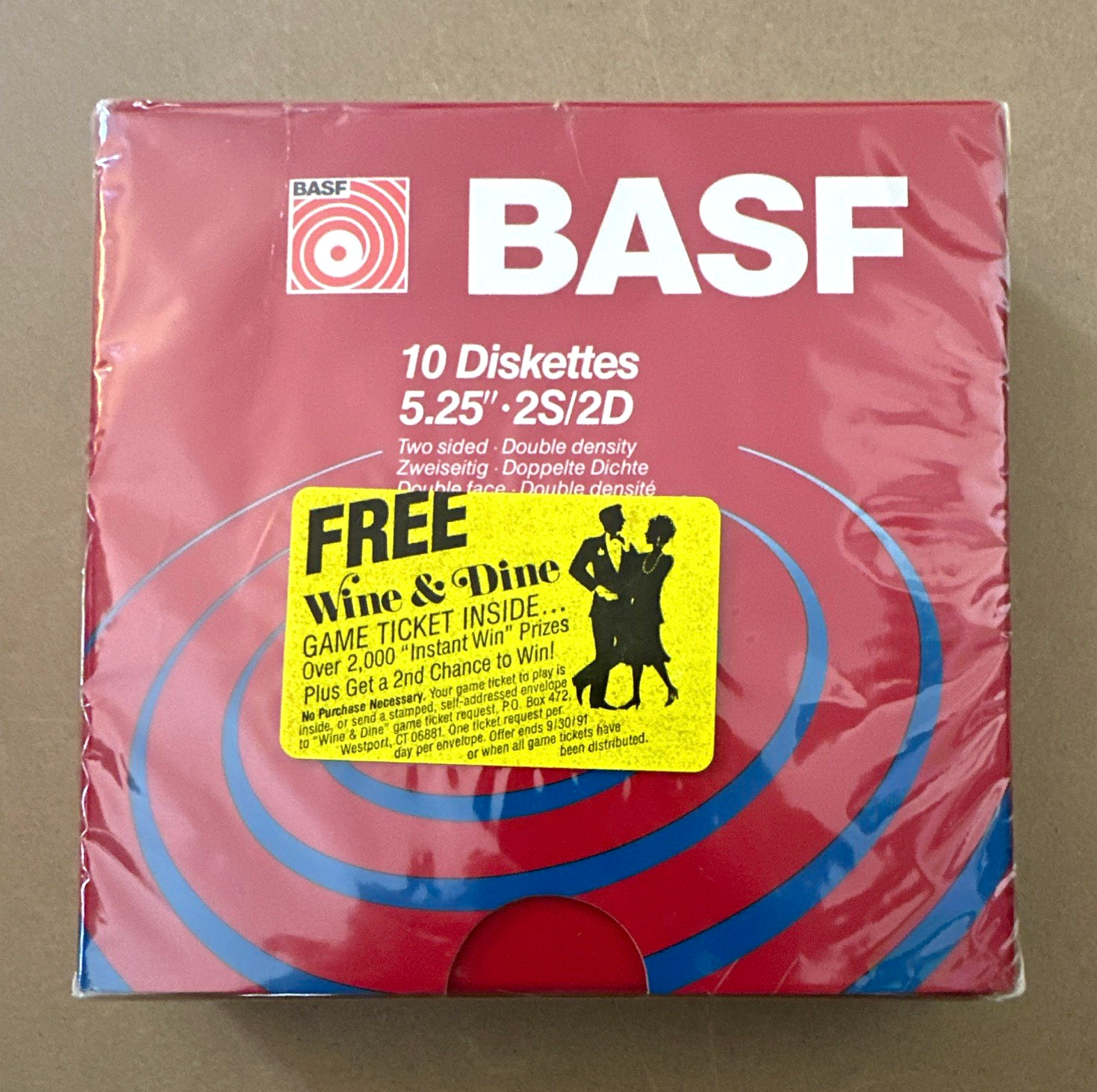 BASF 10-Pack 5.25" Diskettes 2S/2D Double-Sided Double Density Box