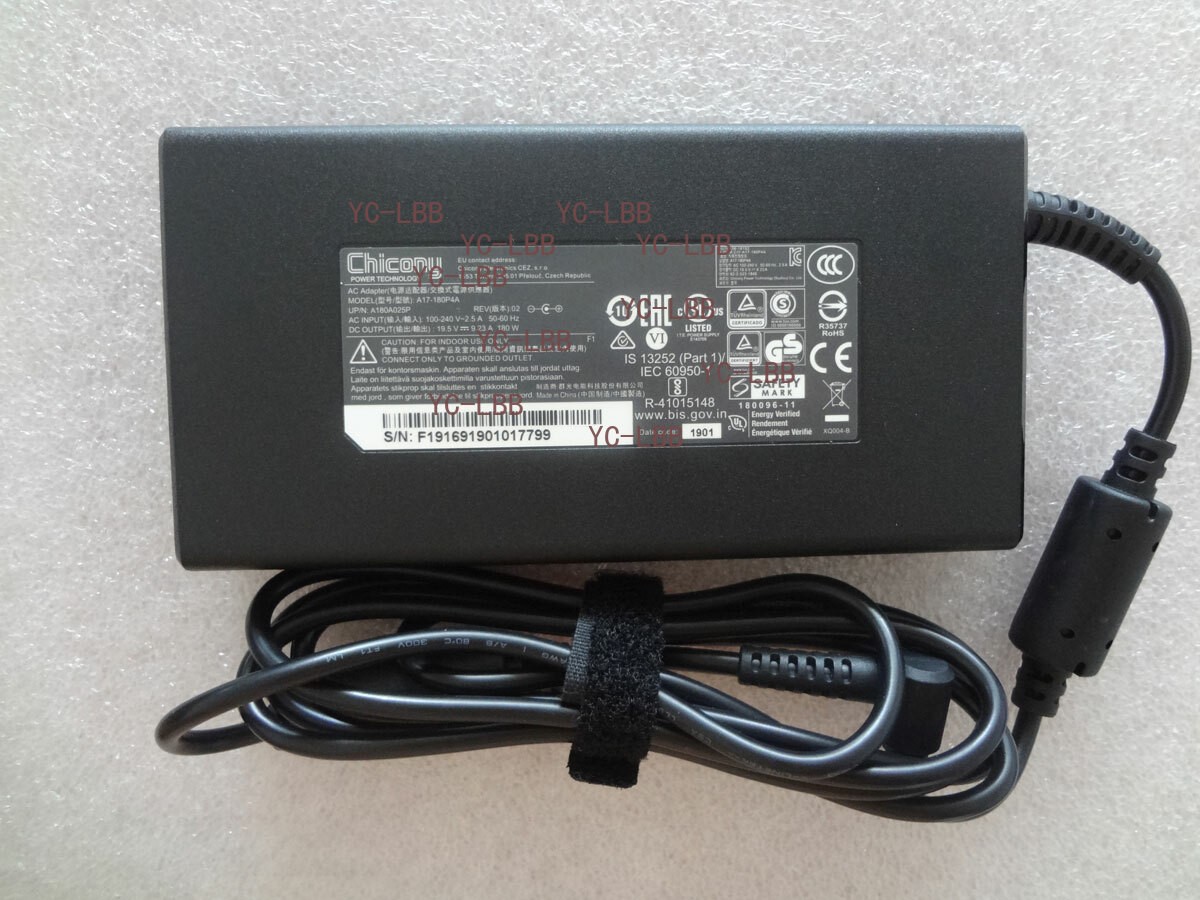 A17-180P4A Chicony 180W 19.5V 9.23A For Clevo N850HP6 NEW Adapter Slim Original