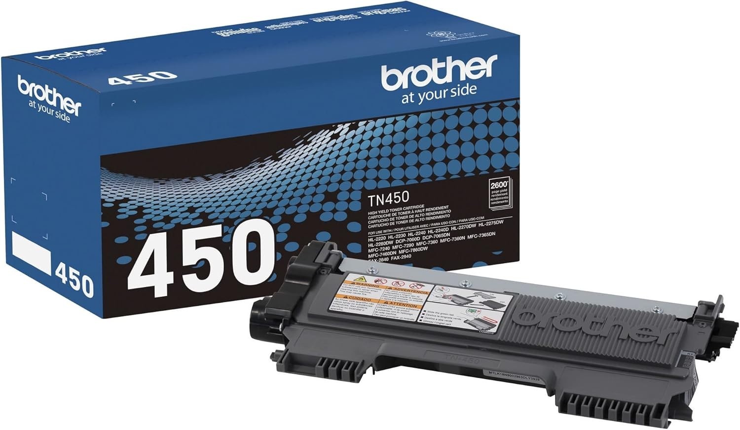 Brother Genuine High Yield Toner Cartridge, TN450, Replacement Black Toner