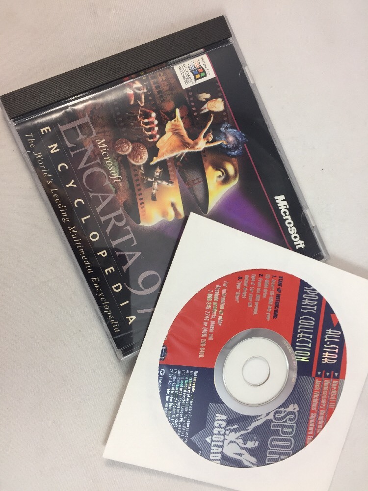 NEW Microsoft Encarta 97 Encyclopedia and All-Star Sports Collection Windows PC