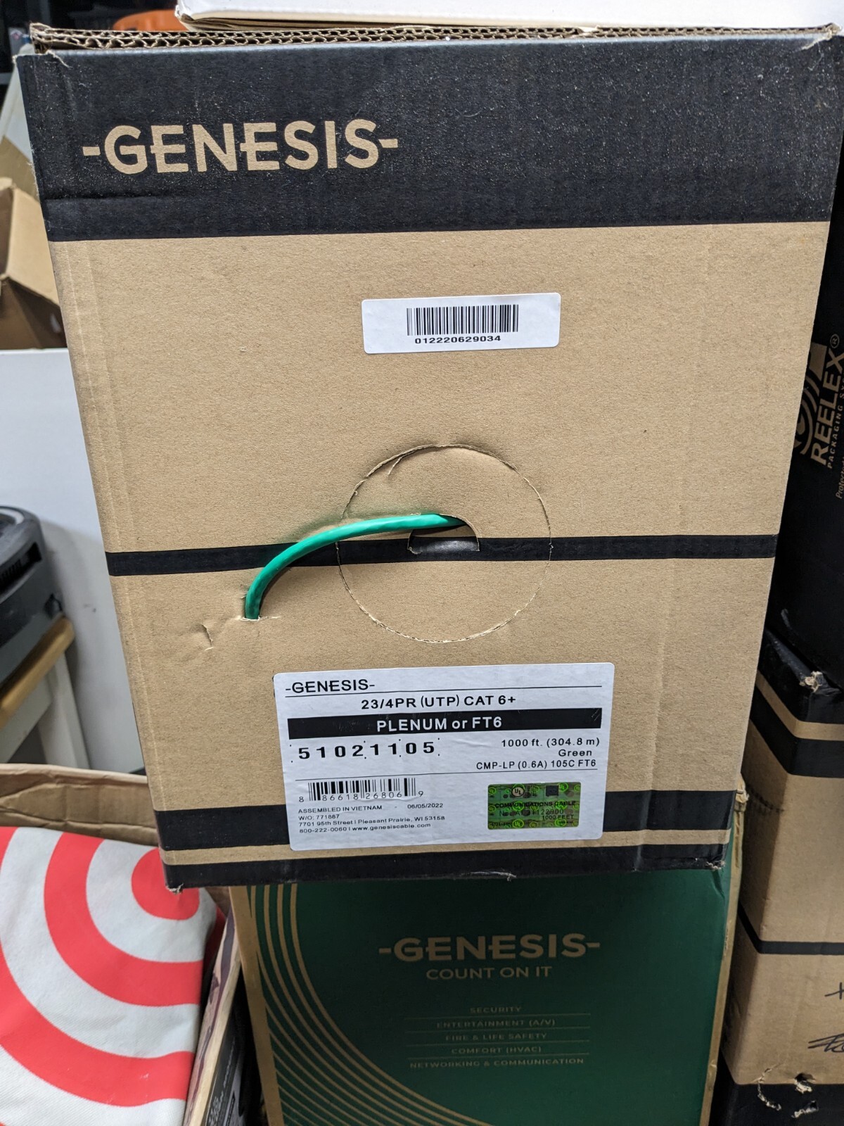 Genesis CAT6+  Cable 1000' 23/4 PR UTP Green FT6 51021105