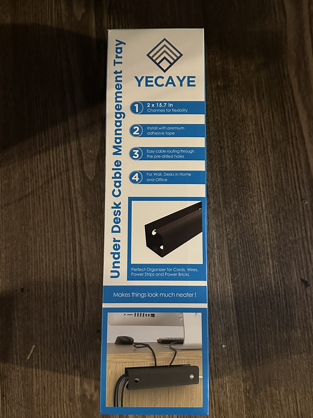 Yecaye J Channel Cable Management 6 x 15.7 inch black desk wall