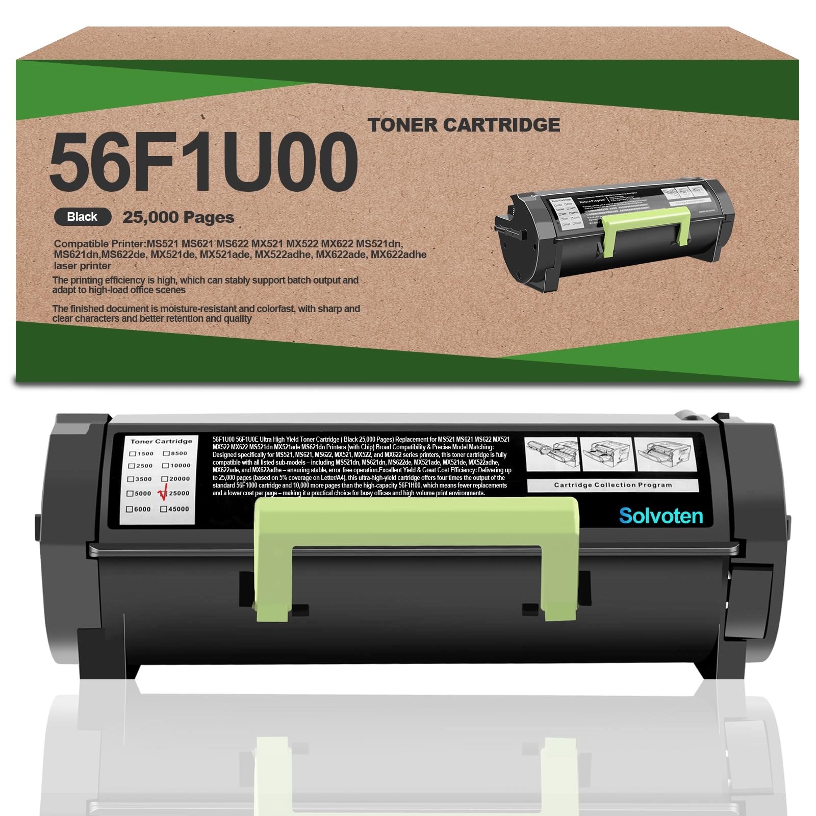 56F1U00 56F1U0E Black Toner Cartridge for with Lexmark MS521 MS621 MS622 MX521
