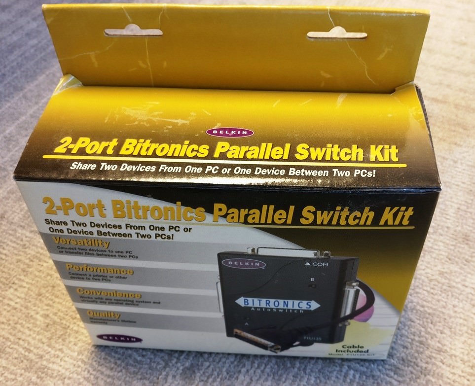 Original (sealed) Belkin F1U125-KIT Bitronics-2-Port Parallel Switch Kit