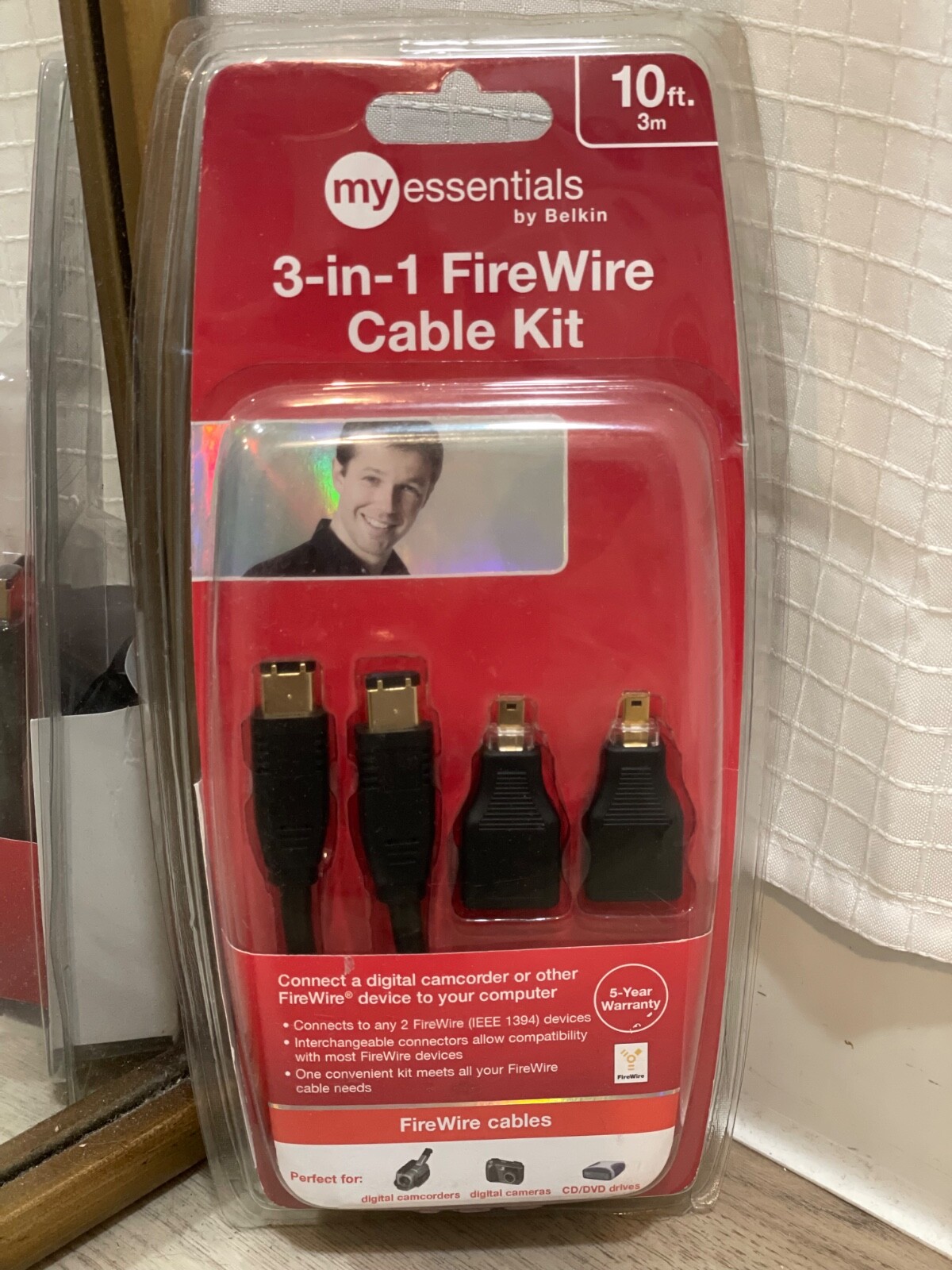 NEW My Essentials by Belkin 3 in 1 FireWire Cable Kit 10ft 3m in Package