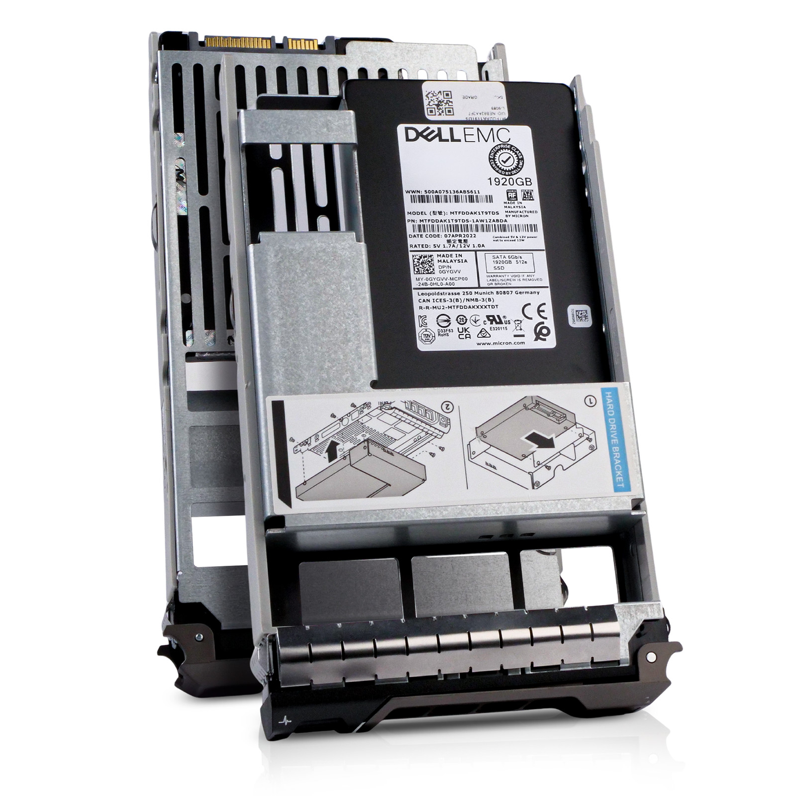 Dell 1.92TB SATA 6Gb/s 3D TLC 512e 1.5 DWPD Hybrid 3.5" SSD 0GYGVV G13