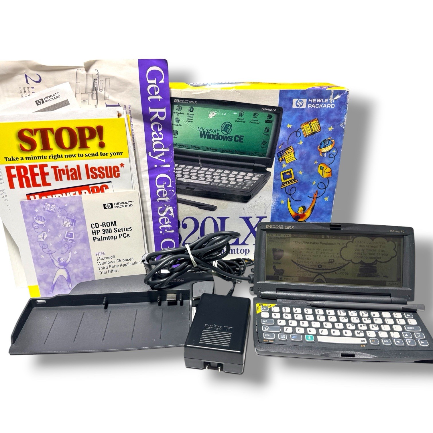 HP 320LX Palmtop PC Windows CE 4MB Complete Box Dock Manuals Tested Working