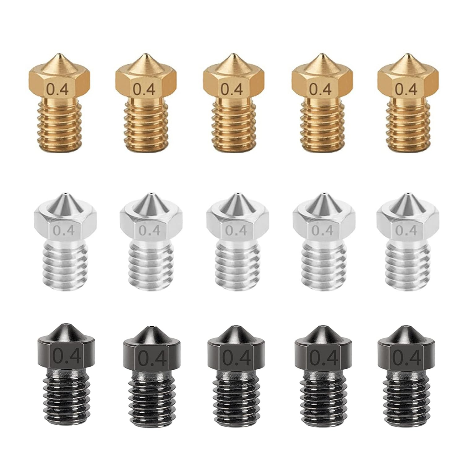 15PCS Nozzles Kit for Anycubic Koba, 3D Printer Parts 5PCS Hardened Steel + 5PCS