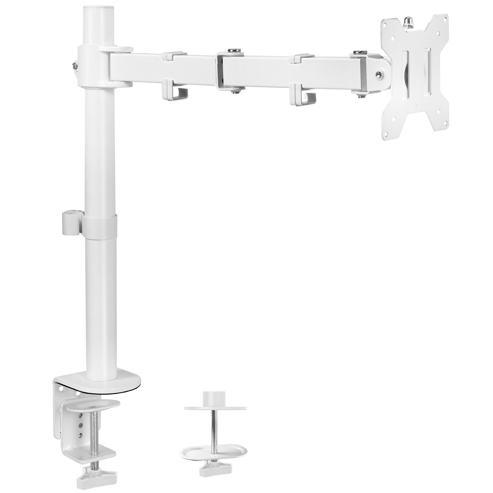 VIVO White Single Adjustable LCD Monitor Desk Mount Stand for 1 Screen up to 38