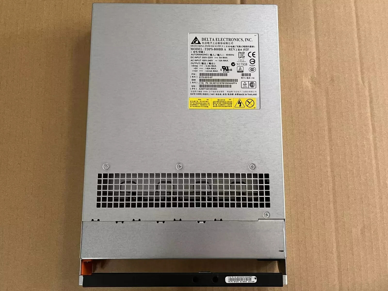 Used IBM Power Supply 98Y2218 00WK807 TDPS-800BB 800W Storwize V3700 V5000 Delta
