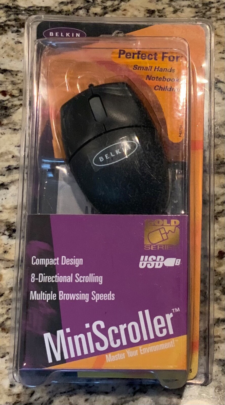 Belkin MiniScroller Child’s Optical Mouse F8E841- BLK USB & PS/2 New Sealed