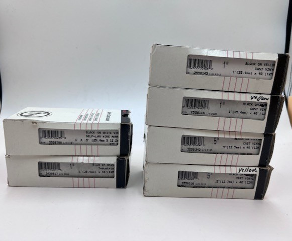 Qty 6 Kroy Supply Cartridges Yellow and White .5" or 1"
