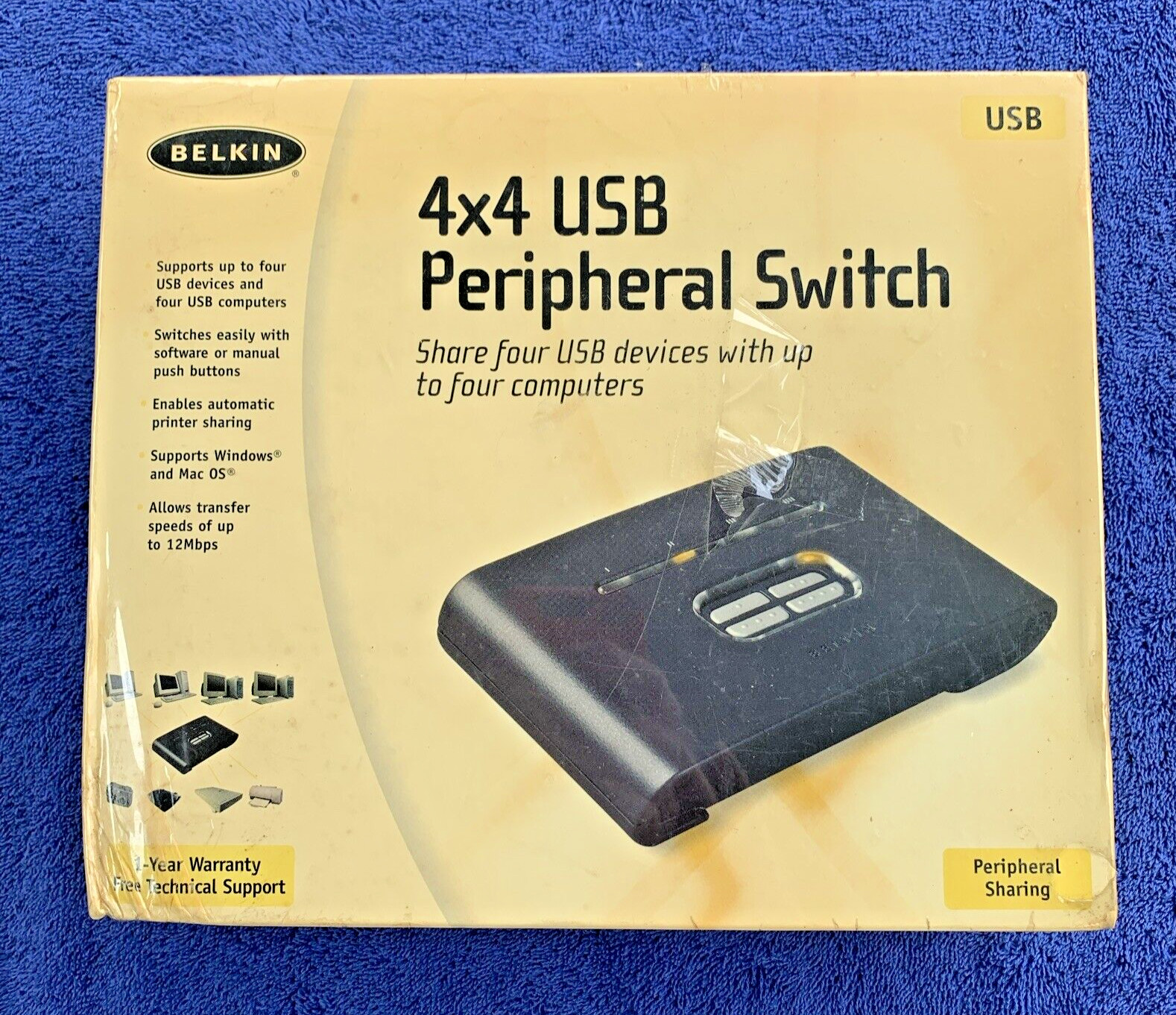 Vintage Belkin 4 x 4 USB Peripheral Switch - Old Stock; Never Sold