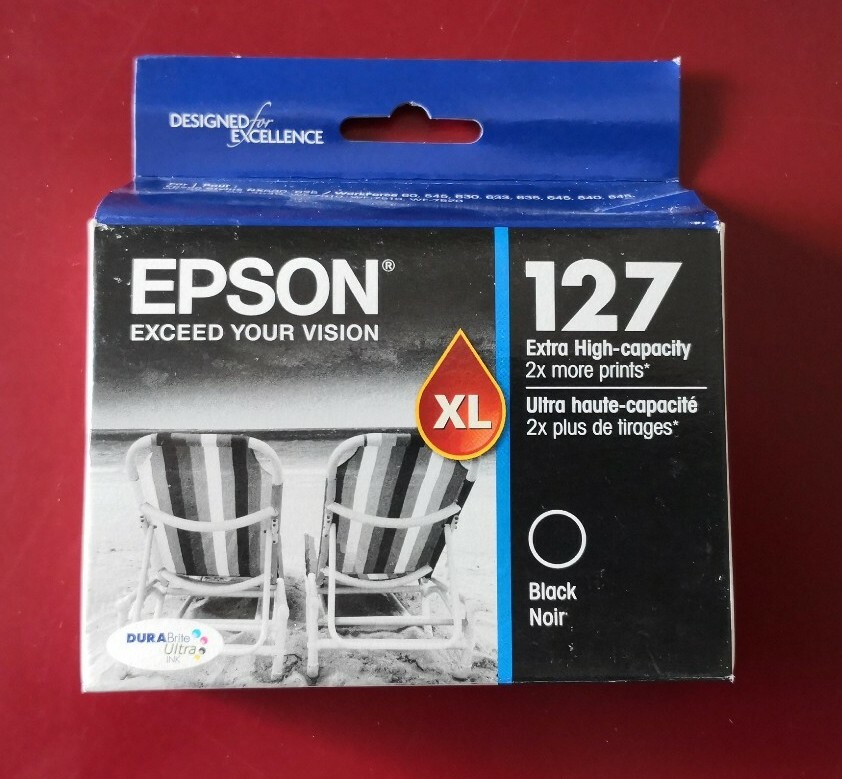 01-2020 NIB GENUINE Epson Ink 127 T1271 BLACK workforce 545 630 645 NX530 NX625
