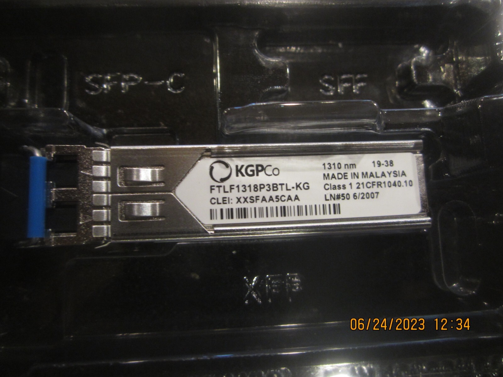 KGPCo FTLF1318P3BTL-KG 1.25G-LX 1310nm 10KM SFP Transceiver Unit - Brand New