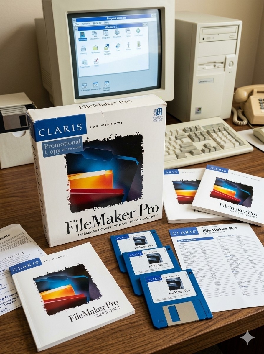 Vintage 1992 Claris FileMaker Pro v2.0 Windows PC Big Box Complete CIB Tested 💾