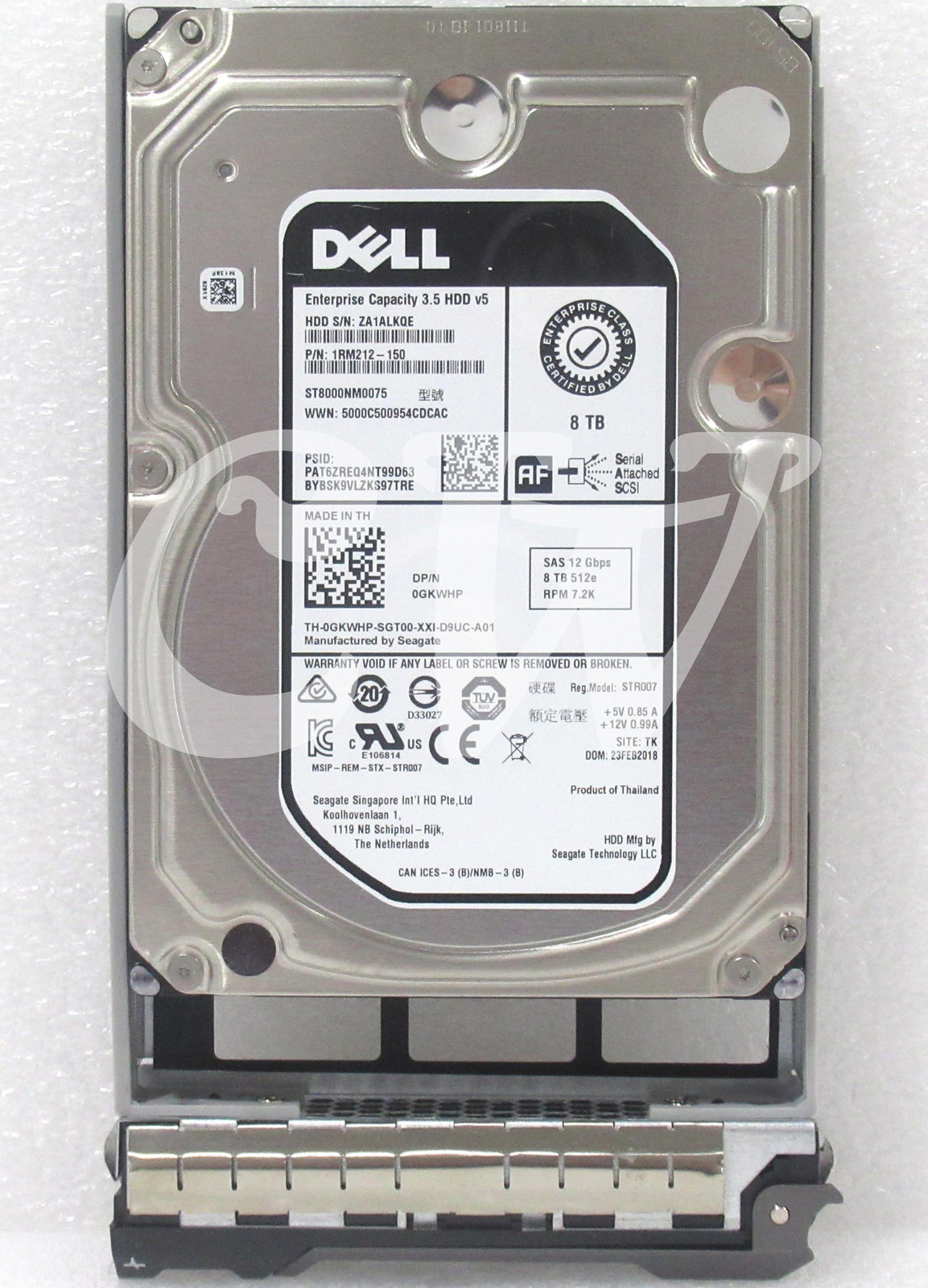 GKWHP ST8000NM0075 Dell 8TB 7.2K 12Gbps 512MB Cache 3.5" SAS Hard Drive W/Caddy