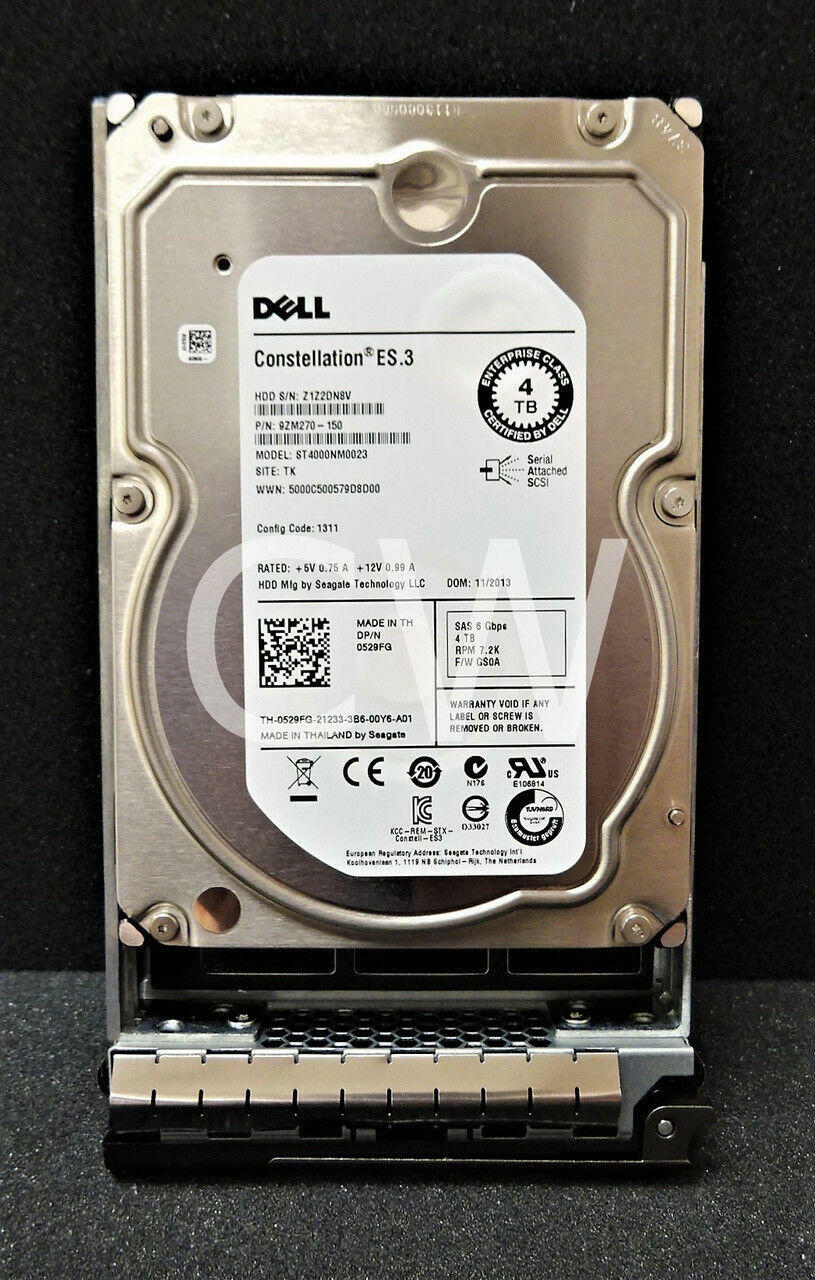 529FG ST4000NM0023 Dell 4TB 7.2K RPM 6Gb/s 3.5" SAS SERVER HDD Hard Drive