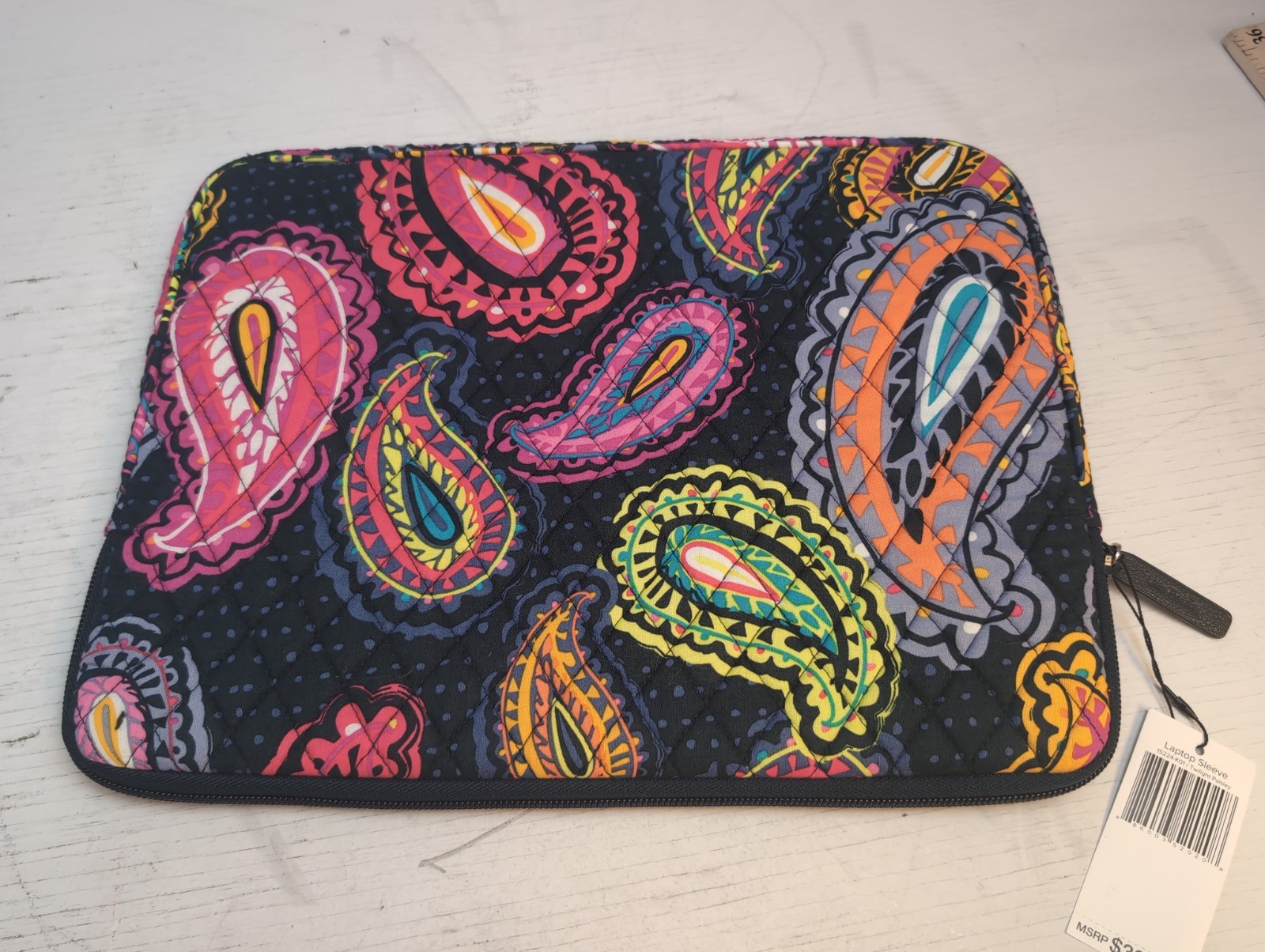 VERA BRADLEY Quilted Cotton Laptop Sleeve 'Twilight Paisley'  Size 16" Diagonal 