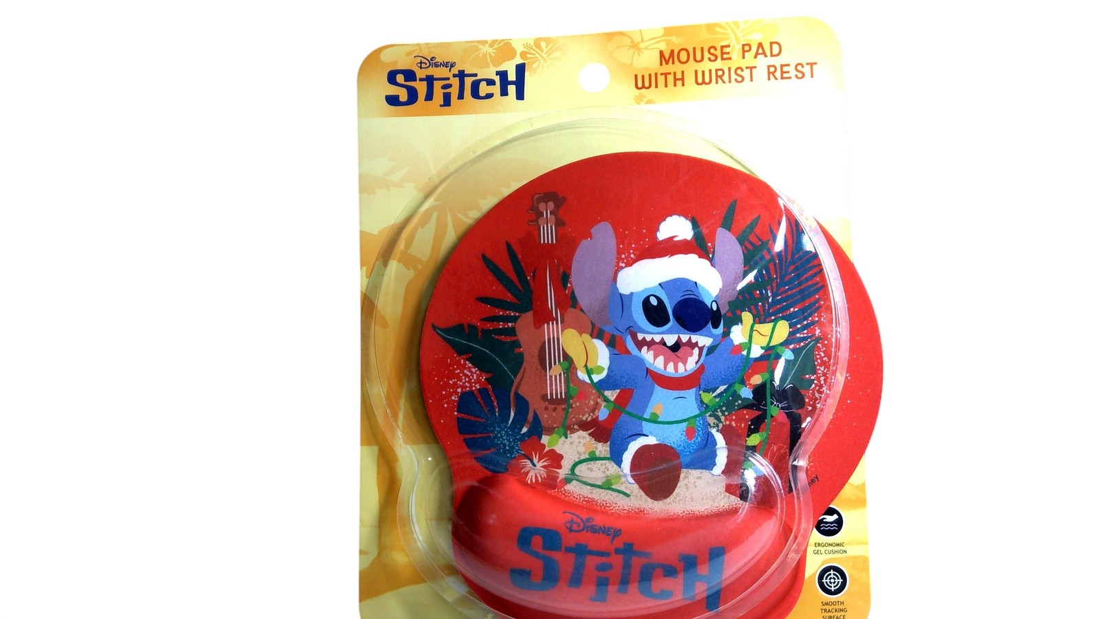 Disney Stitch Mouse Pad With Wrist Rest Ergonomic Gel Cushion Round Red New