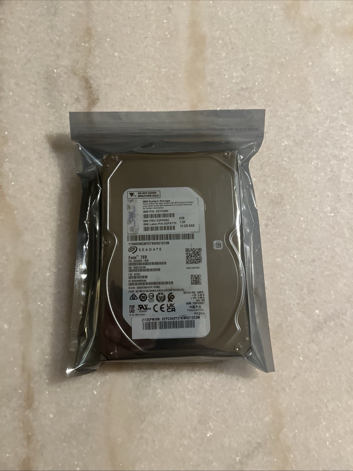 Seagate ST4000NM004A 4TB 3.5" 12Gb/s 256MB 7.2K RPM SAS Drive P/N: 2HZ202-002