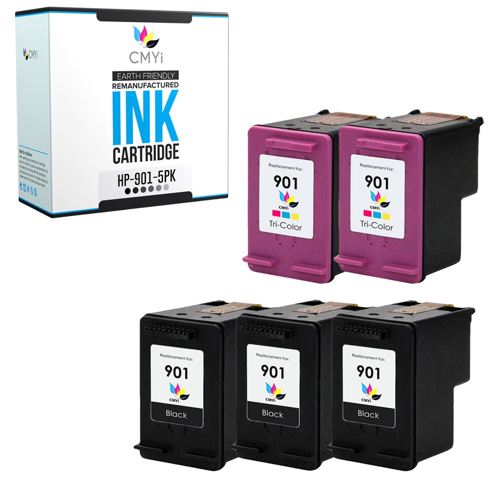5-Pack Compatible CMYi HP 901 Printer Cartridges Combo Pack for OfficeJet J4535