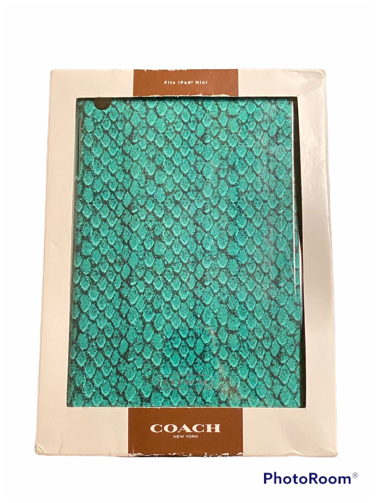COACH 'Snakeskin' iPad Molded Hard Plastic Tablet Cover Green 134524 NOS 9” x 7”