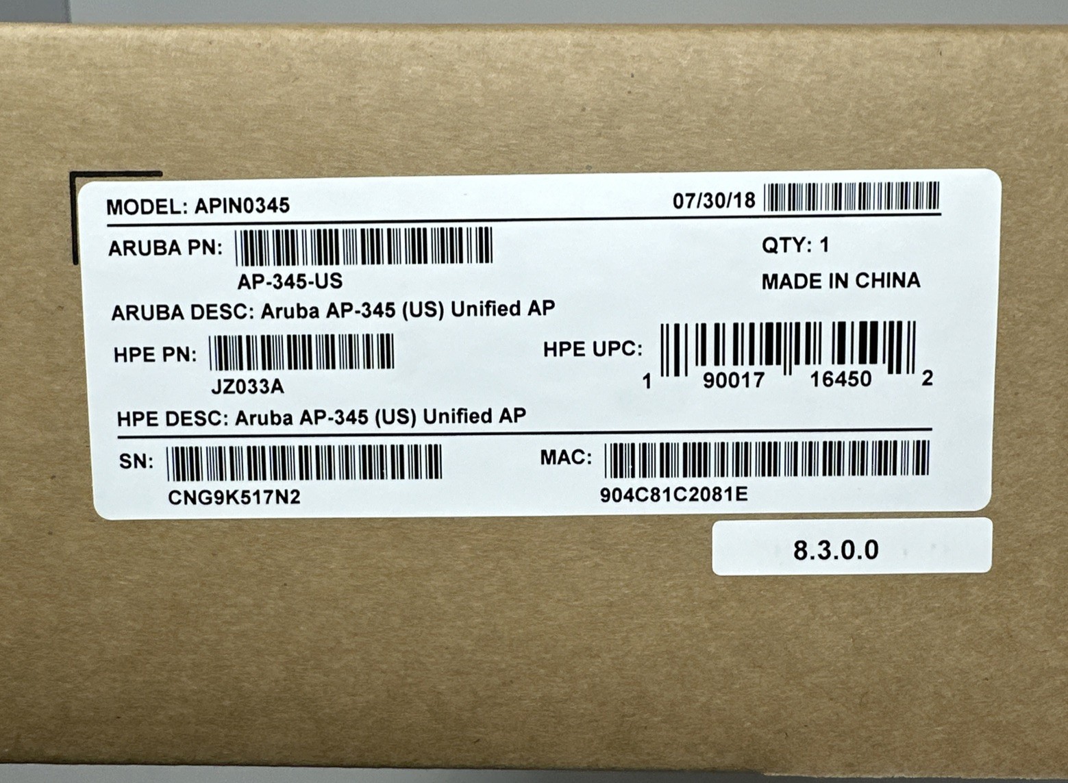 NEW SEALED HPE APIN0345 JZ033A Aruba AP-345 (US) Unified AP Access Point