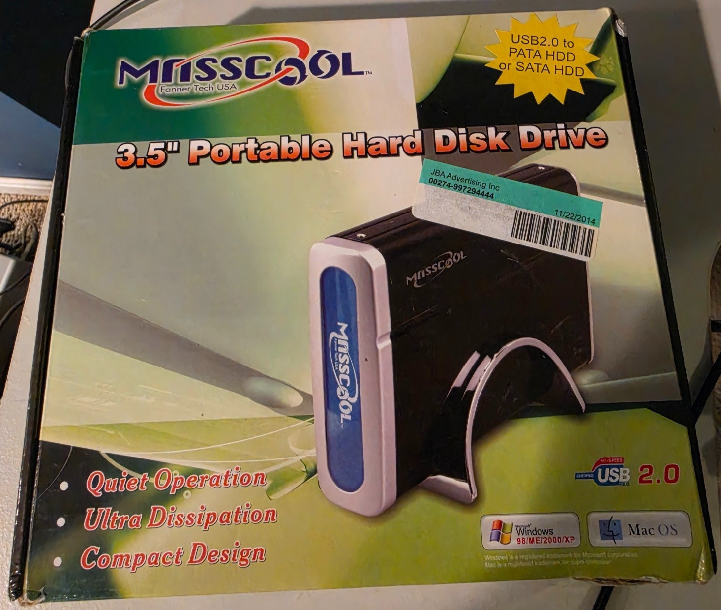 NIB Masscool 3.5 Inch Portable Hard Disk USB 2.0 Drive Enclosure UHB-358B
