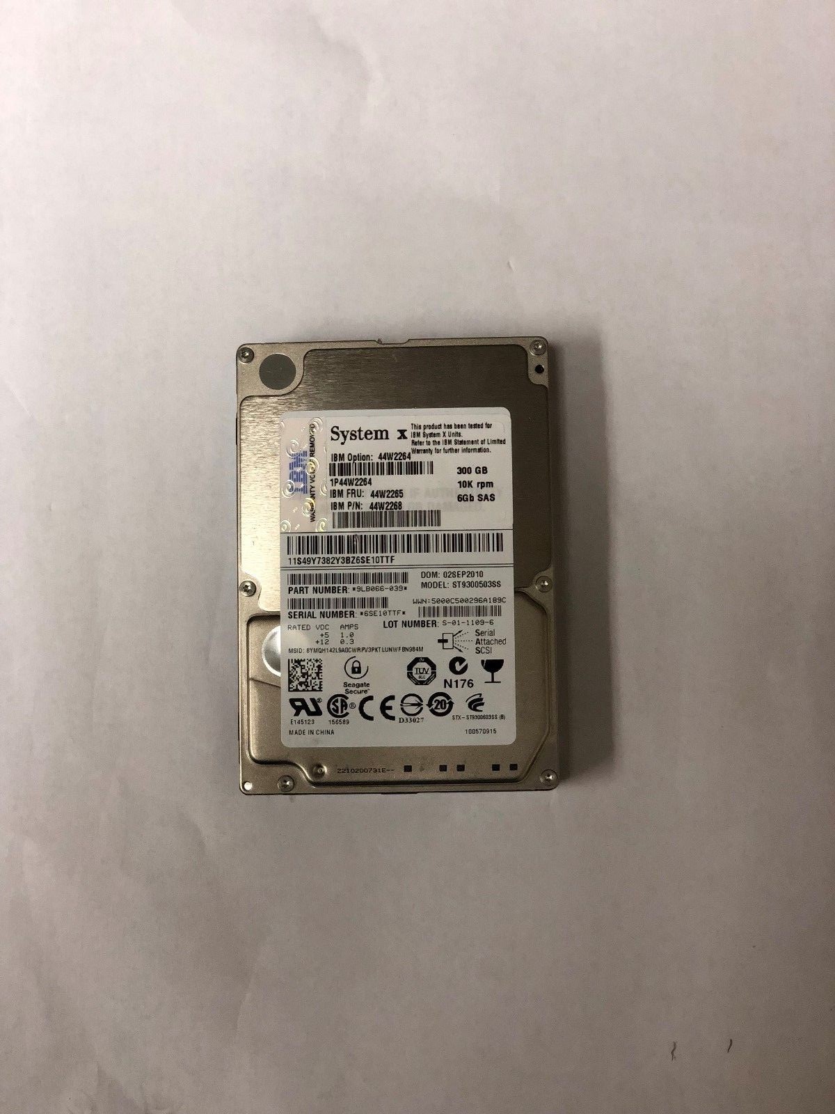 44W2264 IBM 44W2268  300GB 10K 6G SFF 2.5'' SAS HDD HARD DRIVE