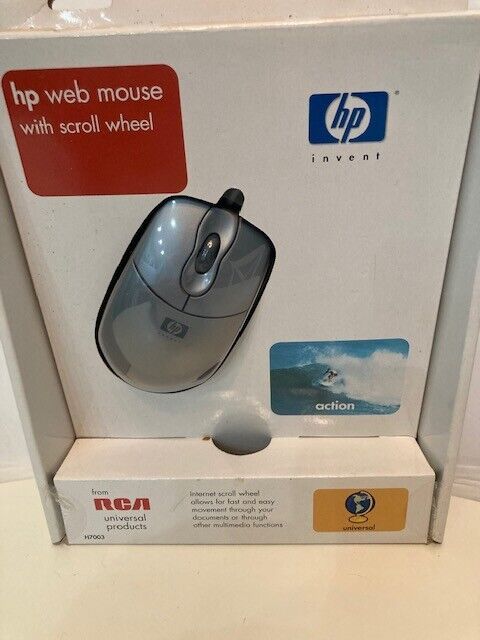 NOS Vintage 2001 HP Web Mouse with Scroll Wheel USB with PS/2 adapter New