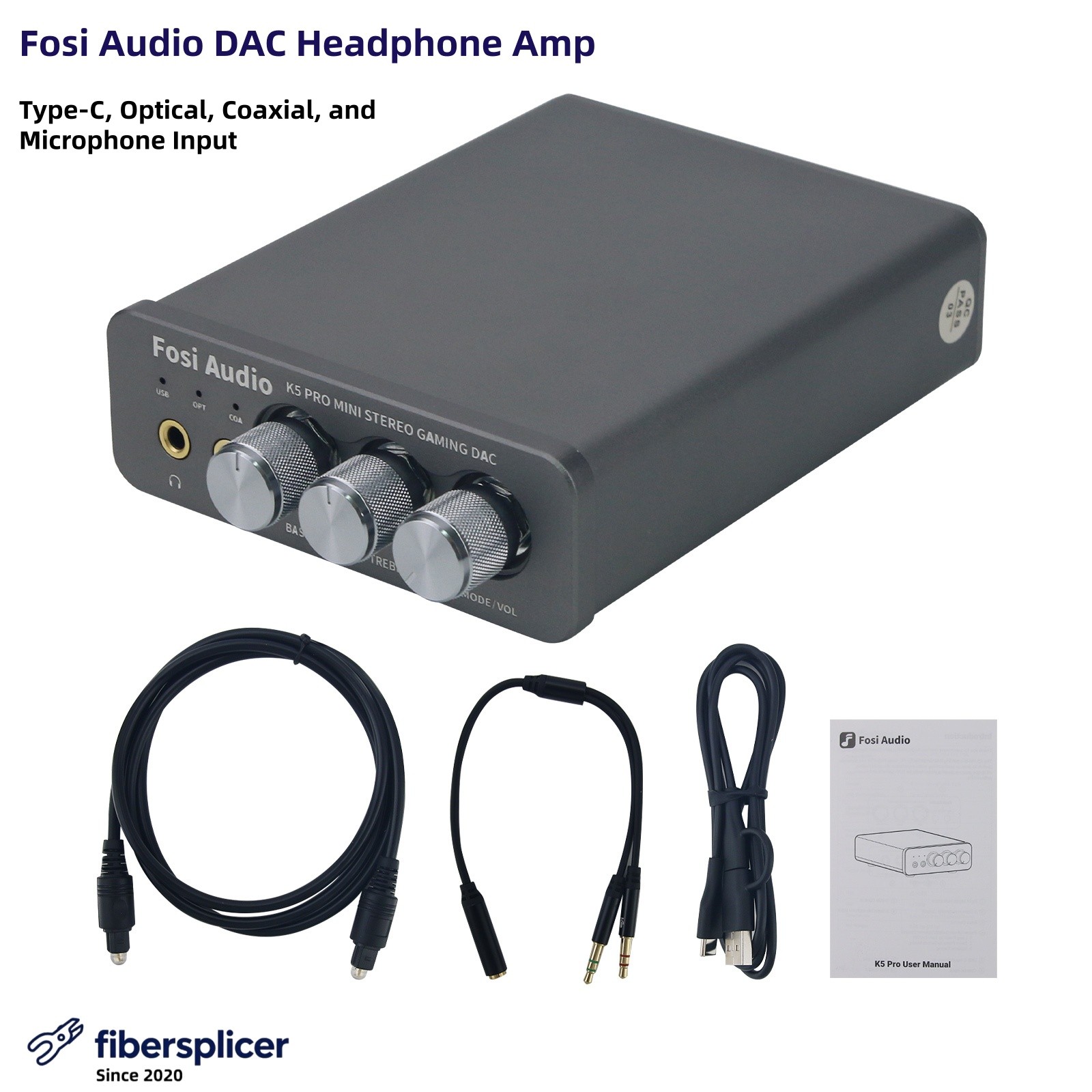 Fosi Audio K5 PRO Stereo DAC Headphone Amp External USB Sound Card f/PC -new