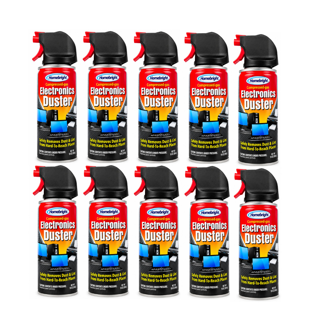 Homebright Electronics Duster 10 oz 10-Pack Compressed Gas Dust Remover