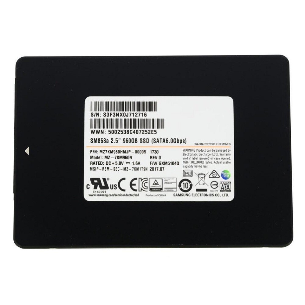 Samsung SM863a 960GB SSD 2.5" SATA 6Gbps MZ-7KM960N MZ7KM960HMJP-00005 GXM5304Q