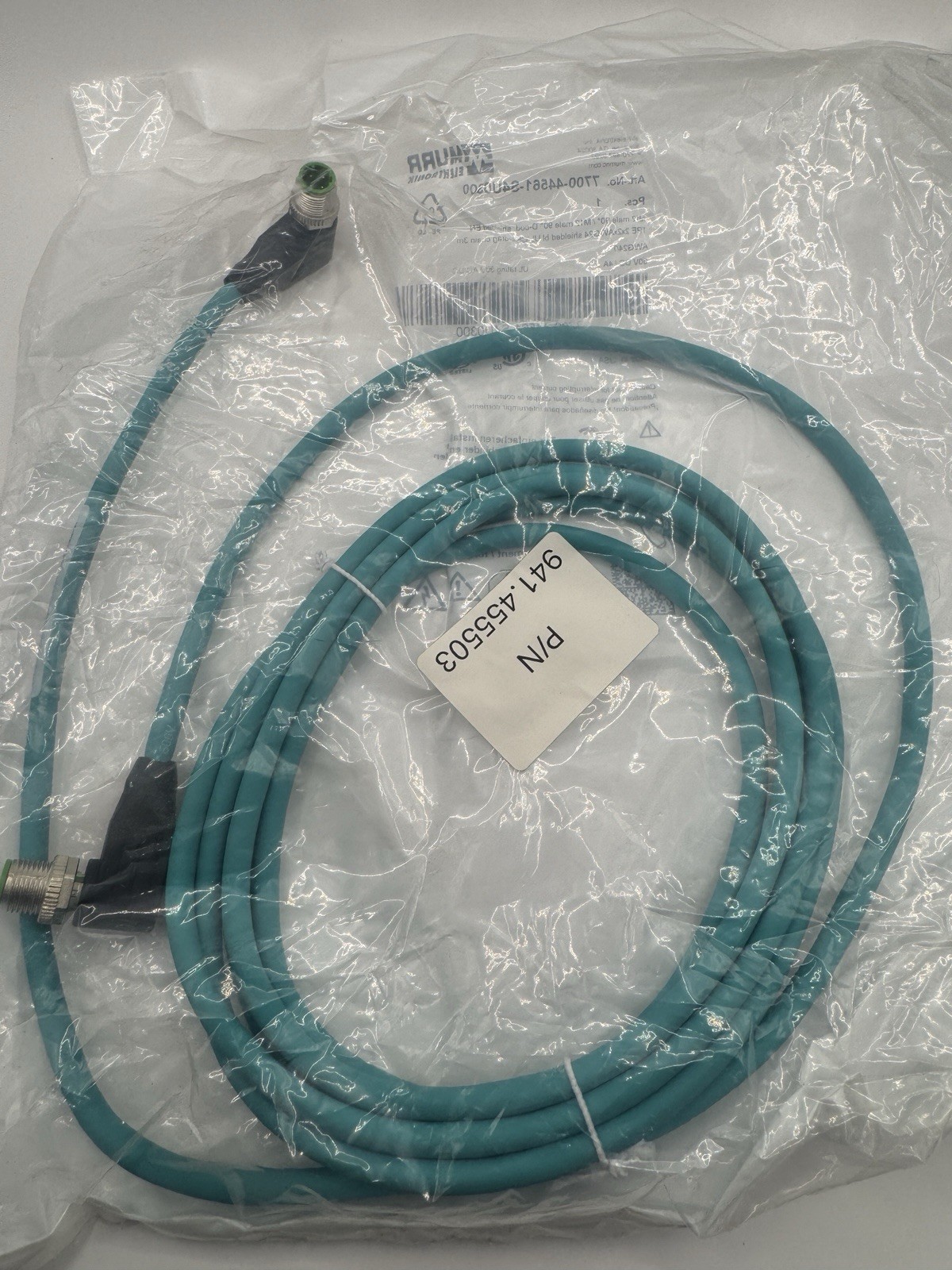 NEW Murr 7700-44561-S4U0300 M12 D-Code Industrial Ethernet Cable 3m