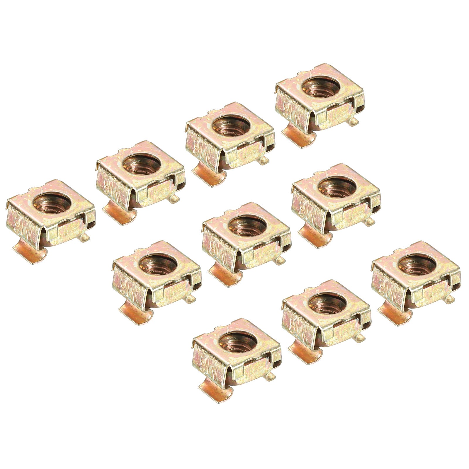 M6 Cage Nut Carbon Steel Zinc Plated for Server Rack Cabinet Yellow Zinc 30Pcs