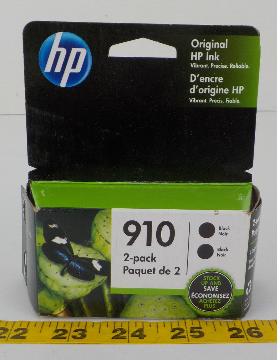 New NOS Sealed HP 910 Ink Cartridges 2-Pack Black for HP Inkjet Printer