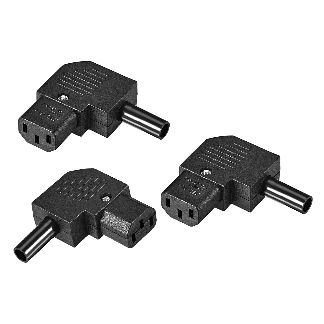 3 Pack AC110-250V 10A Female IEC320 C13 Socket Adapter Connector Right Angle