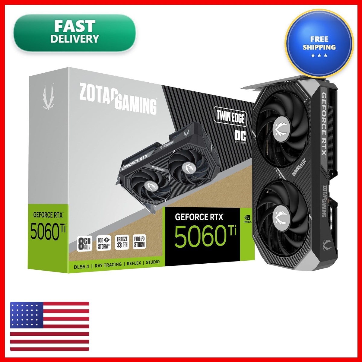ZOTAC Gaming GeForce RTX 5060 Ti 8GB Twin Edge OC DLSS 4 8GB GDDR7 128-bit 28