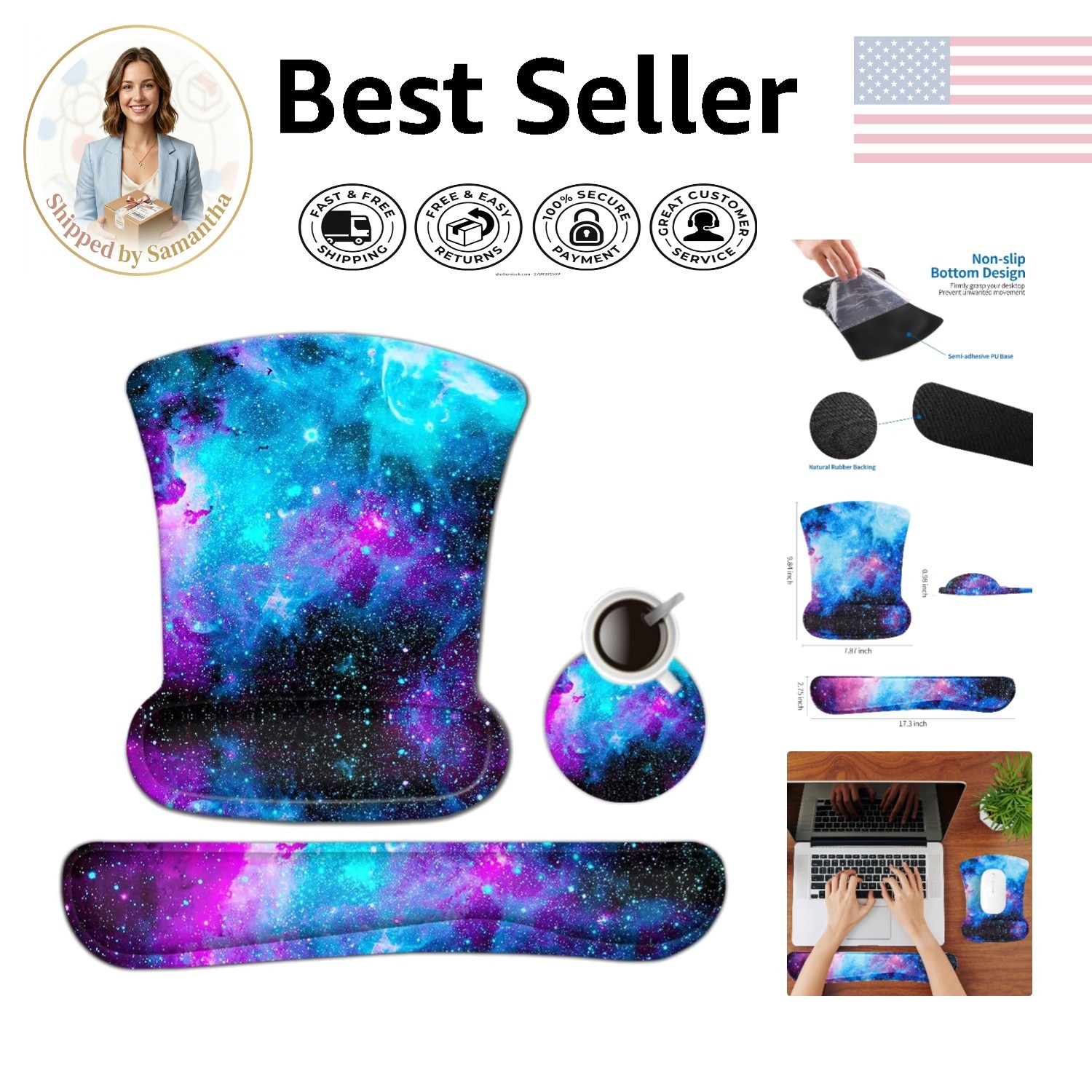 Elegant Galaxy Wrist Support Set - Ergonomic and Lightweight for Every Desk