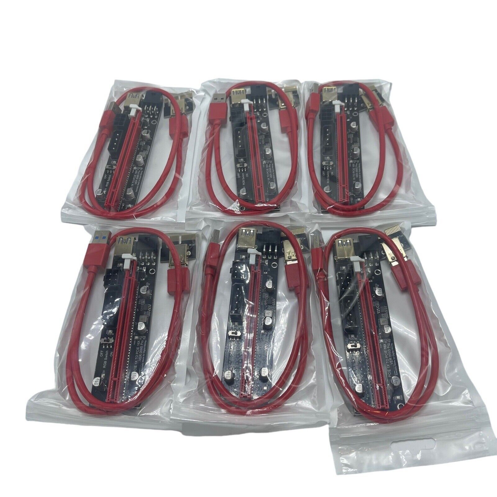 6X 60cm VER009S PCI-E Riser Card PCIe 1x to 16x USB3.0 Data Cable Mining h-