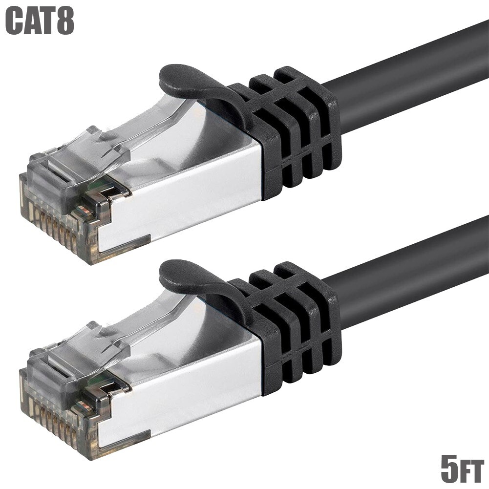 5FT Cat8 RJ45 Network LAN Ethernet S/FTP Shield Patch Cable 2GHz 40G 26AWG Black