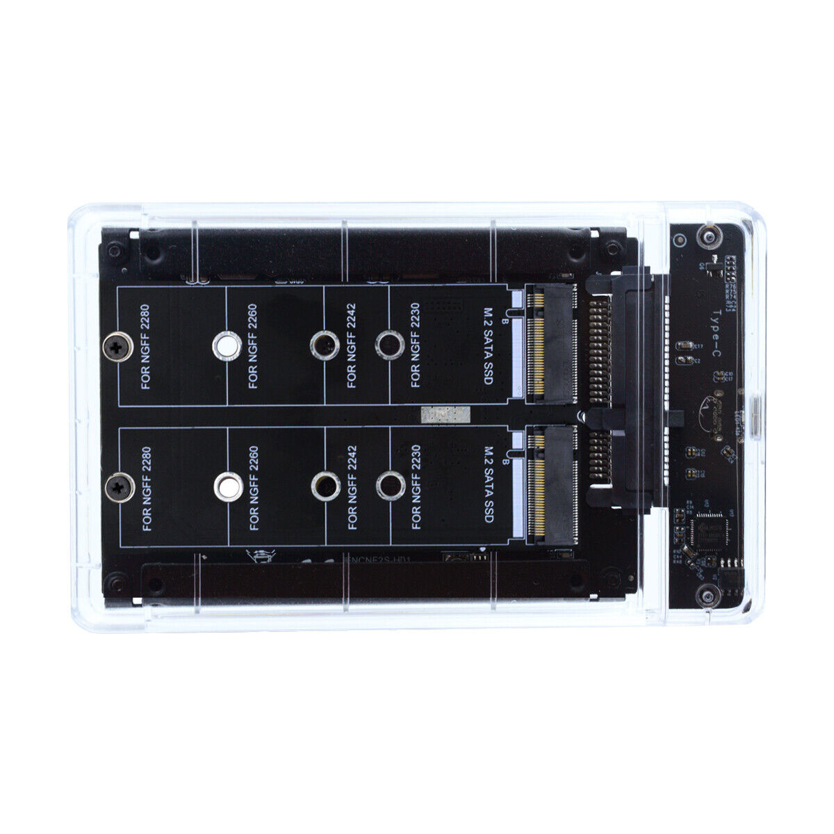Dual NGFF B+M-Key M.2 SSD Card to USB3.0 Type-C USB-C 2.5inch SATA Enclosure