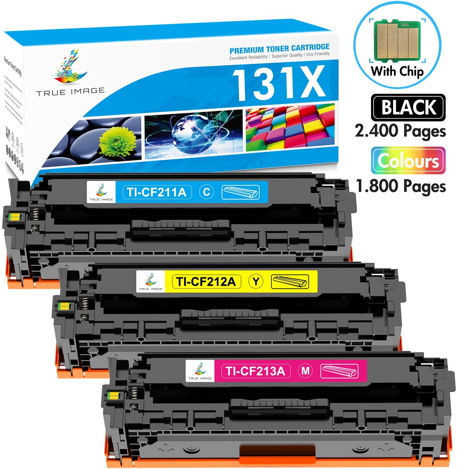 3x CF210A CMY Toner Compatible With HP 131A LaserJet Pro 200 Color M251nw M276nw